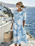 Skye™ | Elegant Floral Coastal Midi Dress