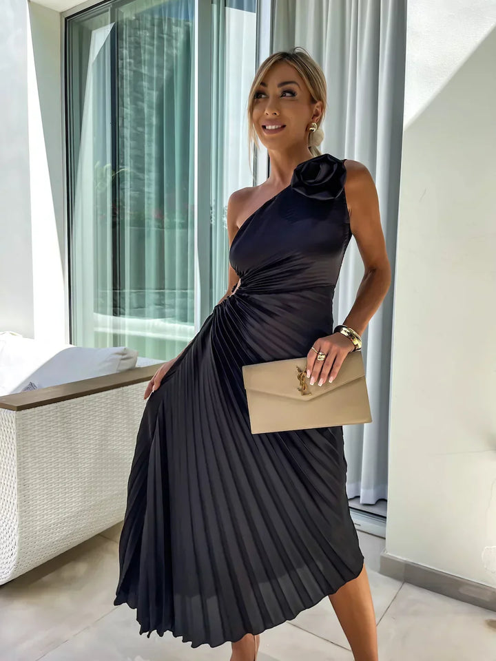 Lizbeth -  Flower Shoulder Maxi Dress
